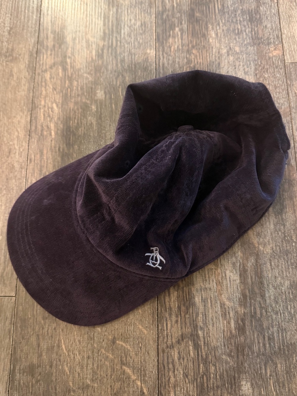 Original Penguin Corduroy Cap in Navy with White Logo